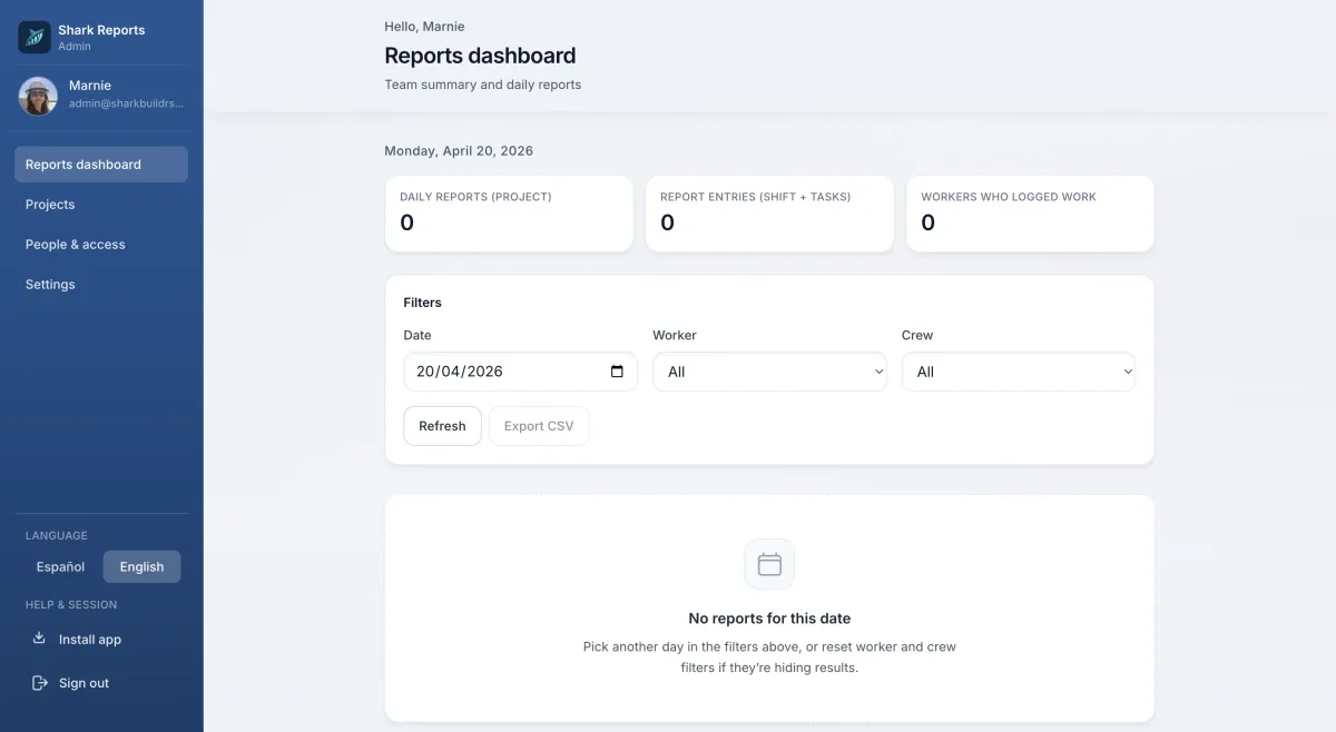 Shark Reports — two-minute daily reports from the crew — product preview
